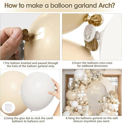 Gold White Beige ClearBalloons Arch Kit, Party Decor. | Chrome gold, cream - Image 4