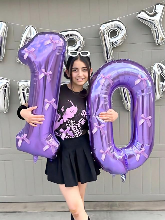 10 Balloon Number 40 Inch Purple Balloons - Image 2