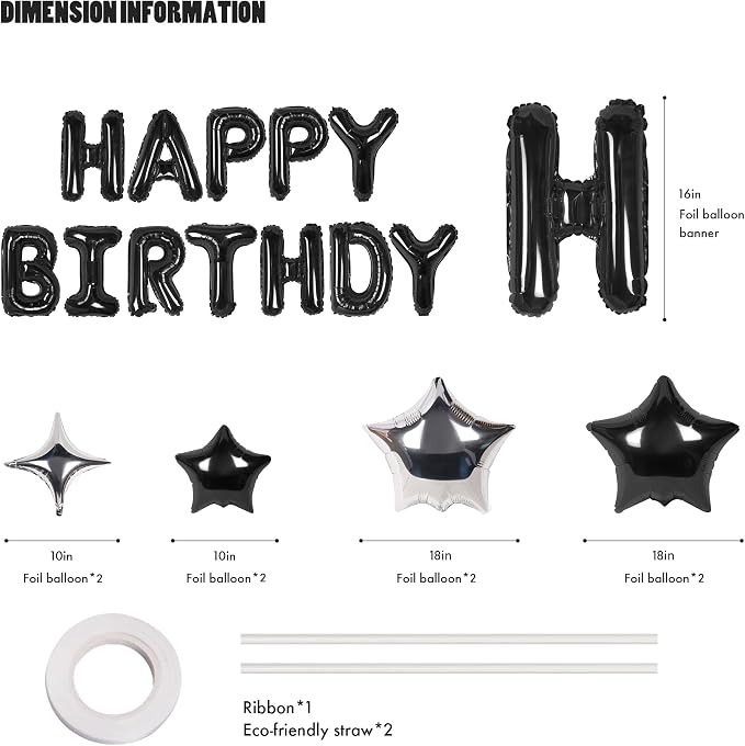 CANREVEL Happy Birthday Banner Decorations + 8Pcs Star Balloons, - Image 3