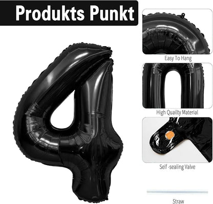 Black Number Balloons 14 Balloon Numbers 14th Number Balloon Foil Mylar Party - Image 3