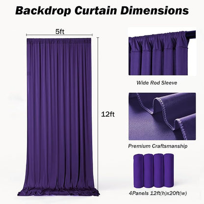 20ft×12ft Deep Purple Backdrop Curtains - Image 6