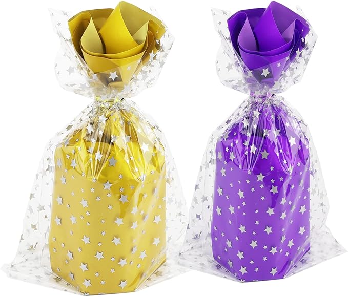 100 Pcs Star Printed 5"X 7" Gift Wrap Cello Cellophane Treat Bags Party Favor - Image 5