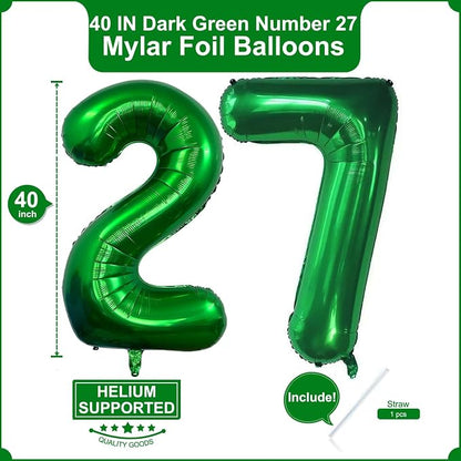 Number 27 Dark green Balloons 40 Inch Giant Dark green Foil 27 Helium Balloons - Image 2