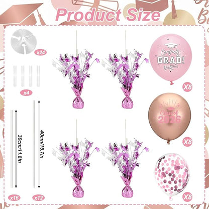 4 Set Pink and Gold 2026 Graduation Table Centerpiece - Image 2