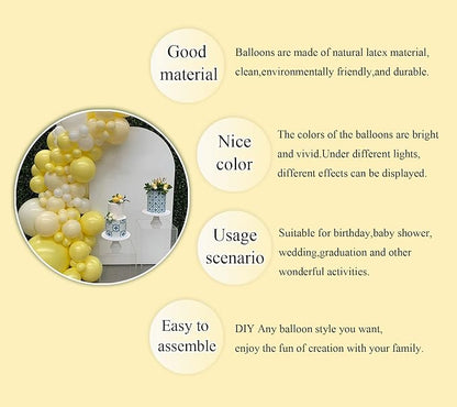 Yellow Balloon Arch Garland Kit-White Balloon 122Pcs - Image 3