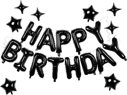 Black Happy Birthday Balloons Banner 16 Inch Mylar Foil Letters, 10 Inch Five & by WESTGO