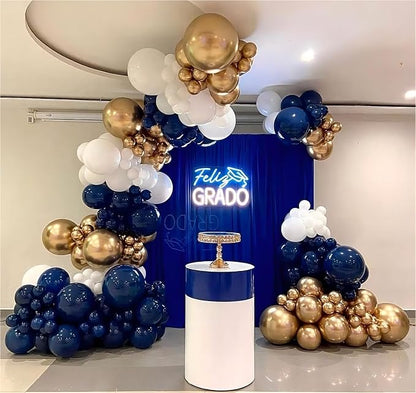 136pcs Navy Blue Gold White Balloons Arch Kit, 18 12 10 5 Inch Balloons | - Image 5