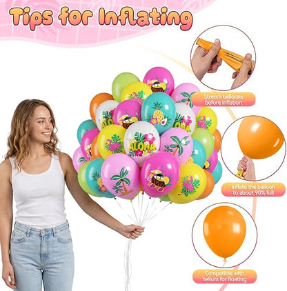 FunHot Tropical Balloons, 12 Inch Colorful Aloha Hawaiian Helium Latex Balloons - Image 3