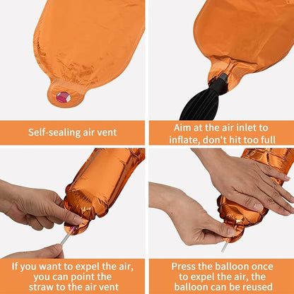 TONIFUL 65 Pcs 16 Inch Orange Happy Birthday Balloons and 2 Sets A-Z Foil - Image 3