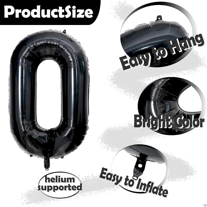 40 inch Large Black 80 Balloon Number - Image 3
