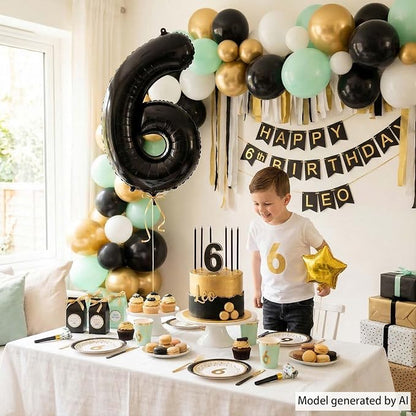 Black Number 6 Balloon 40 Inch, Foil Numeral - Image 2