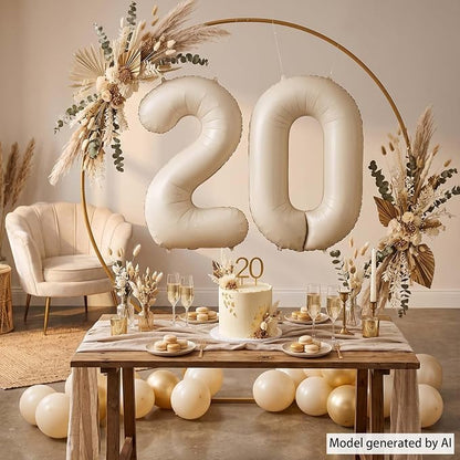 Cream Number 0 Balloon 40 Inch, Foil Numeral - Image 3