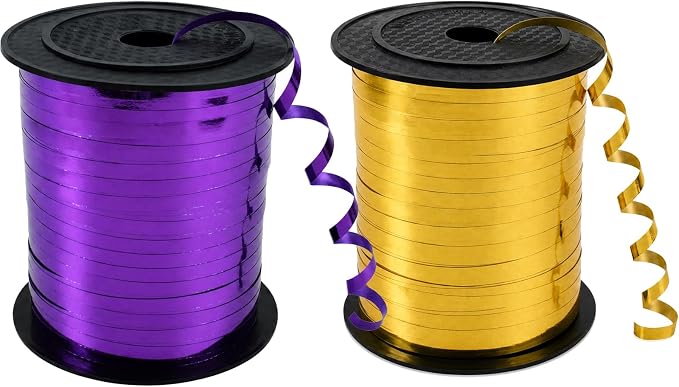 TONIFUL Shiny 500 Yards Purple and Gold Curling Ribbon Balloon String | Balloon by TONIFUL