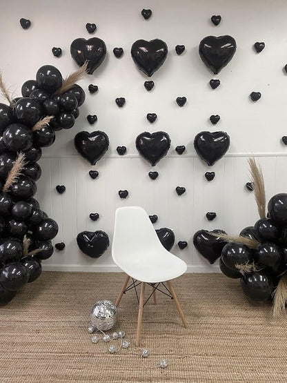 Biapian Foil Heart Balloons Black, Valentines Balloons 18inch Black Foil Balloon - Image 6
