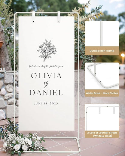Wedding Welcome Sign Stand, Welcome to our Wedding Sign Holder, Linen Sign Stand - Image 4