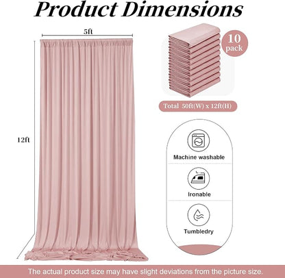 50ft x 12ft Dusty Pink Backdrop Curtains - Image 6