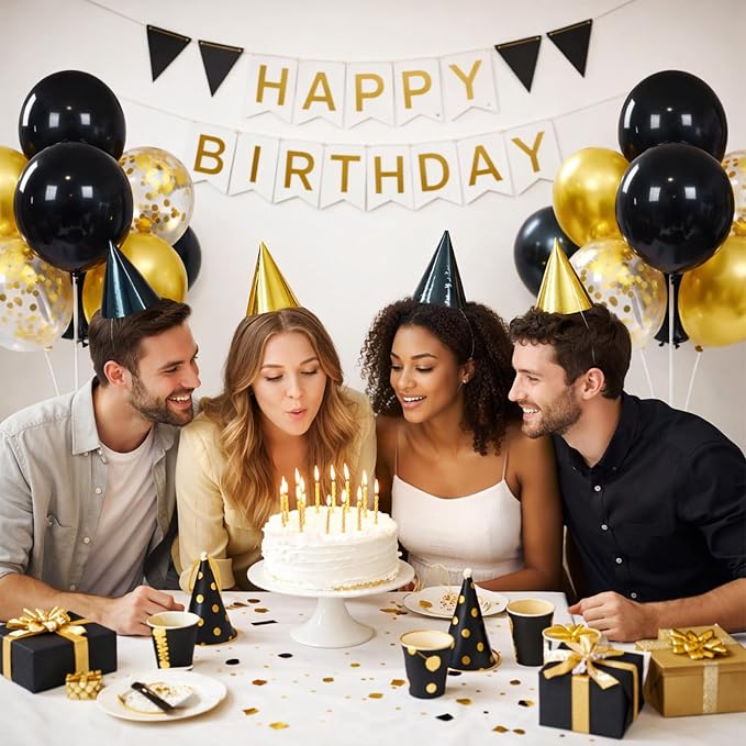 4 Set Black Gold Balloons Stand Kit, Balloon Centerpieces - Image 2