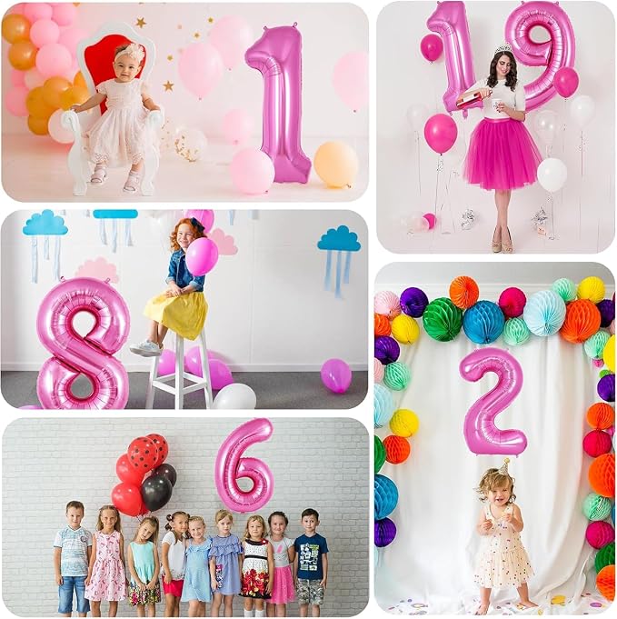 Pink Number Balloons, Large Hot pink Number 0 Balloon 40 Inch Pink 0 Balloon - Image 5