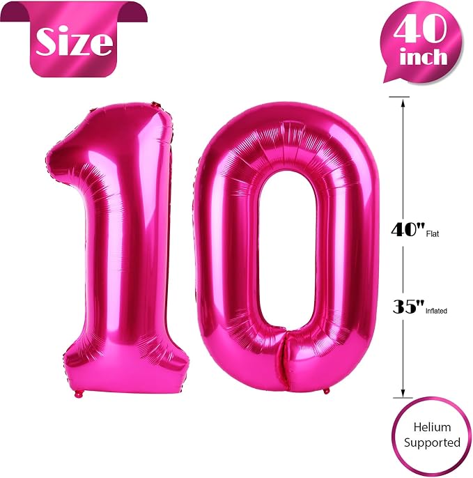 Hot Pink Number 10 Balloon 40 Inch - Image 5