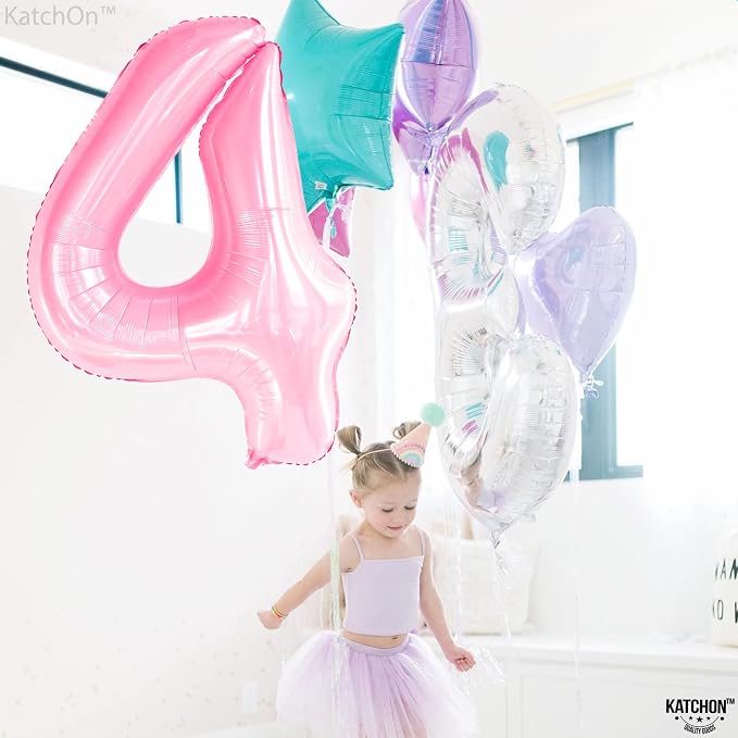 KatchOn, 4th Birthday Decorations Girl | Light Pink 4 Balloon Number, 4th - Image 6