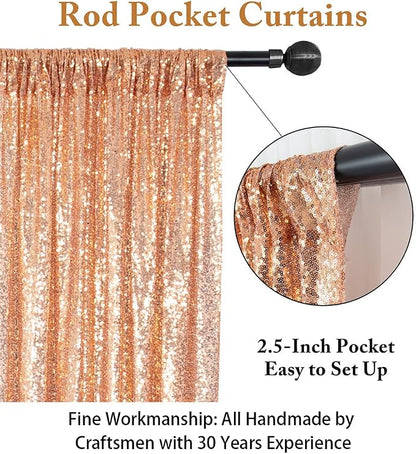 ShinyBeauty Rose Gold Sequin Backdrop 7FTx7FT | Photo Booth Backdrops, Wedding - Image 3