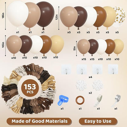 Amandir 153pcs Dark Light Brown Balloon Garland Arch Kit Different Sizes | 18 - Image 2