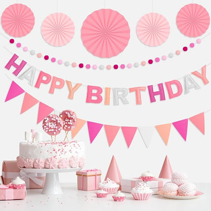 3D Happy Birthday Banner, Pre-Strung Felt Party Decorations | Ready-to-Hang 3D - Image 7