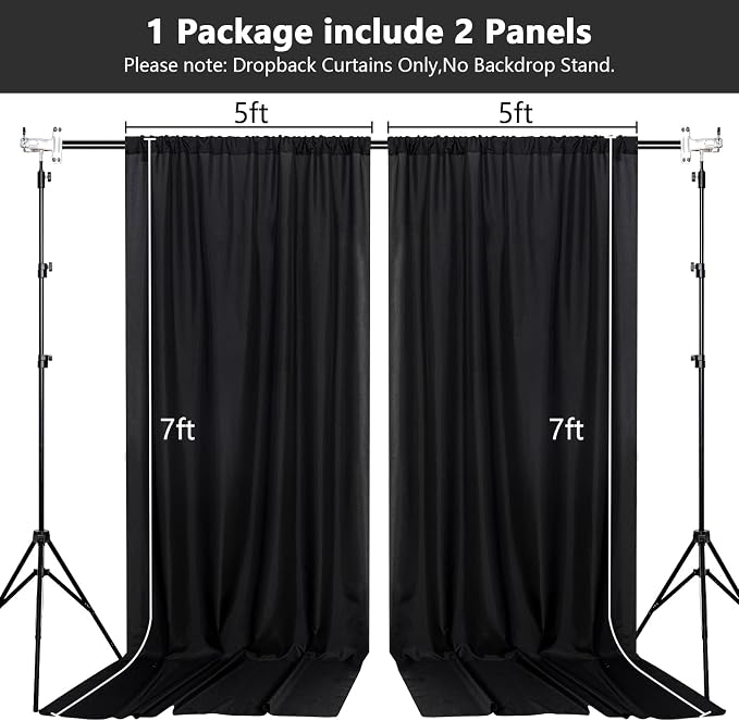 10ft x 7ft Black Backdrop Curtain - Image 3