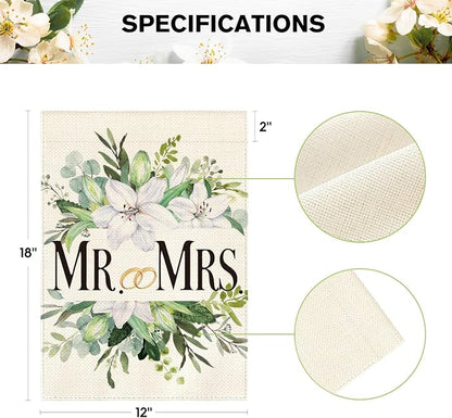 AVOIN colorlife MR. and MRS. Wedding Garden Flag 12x18 Inch Double Sided Outside - Image 5