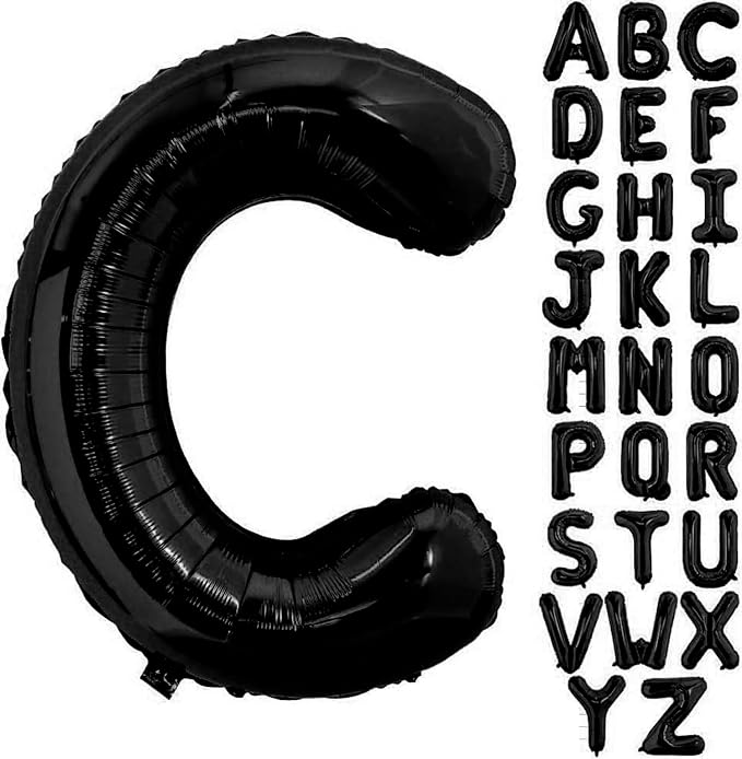 Black Letter C Balloons, C Balloon 40 Inch C Balloon Letter by BBPOOL