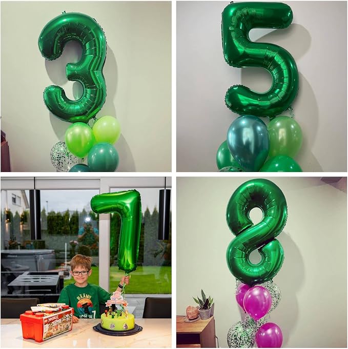 Number 10 Dark Green Balloons 40 Inch Giant Green 10 Numer Foil Helium Balloons - Image 5