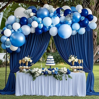 Blue Balloons 60 pcs 12 Inch Light Navy Baby Pearl Blue Metallic Latex Balloons - Image 9