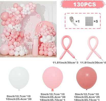 Pink Bow Balloon Arch Kit, Pastel Pink and White Garland Include Light blush - Image 3