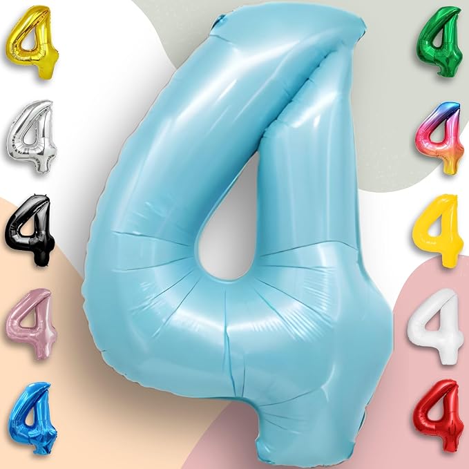 Candy Blue Number Balloon 4 Mylar Foil Balloons 32 inch - Image 6