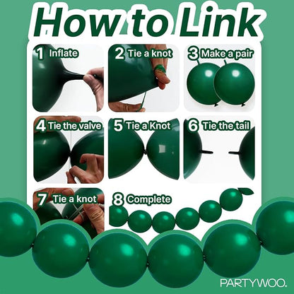 PartyWoo Dark Green Linking Balloons 100pcs 12 Inch Emerald Link Balloons | - Image 5
