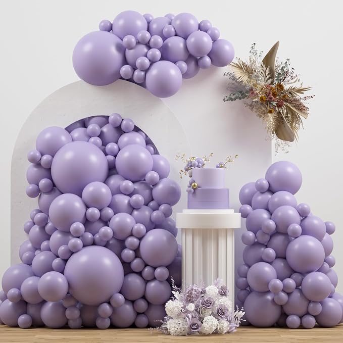 Dusty Purple Double Stuffed Balloons Different Size 115Pcs 5/10/12/18" Light by JZCZOEB