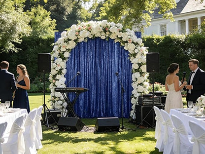 Sugargirl Navy Sequin Backdrop Curtain 2 Panels 2FTx8FT Glitter Navy Background - Image 2