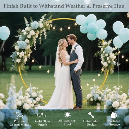 6.6FT Round Metal Arch Backdrop Stand, Metal Wedding Arches Frame | Gold Circle - Image 4