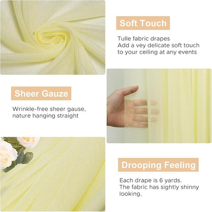 Beige Wedding Arch Draping Fabric Backdrop Drapes Sheer 4 Panels | 28.7"x20FT - Image 2