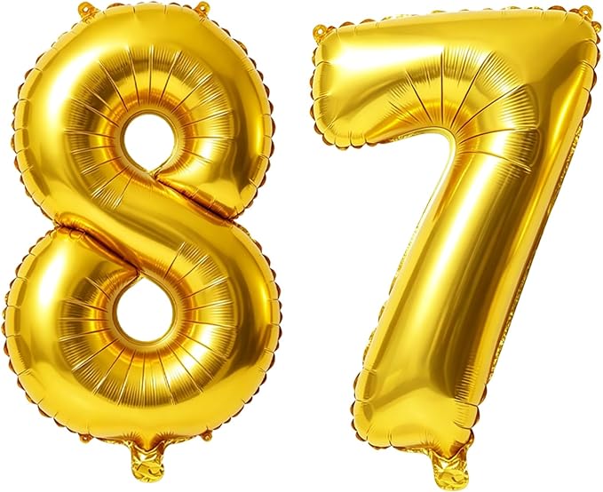 40 Inch Number 87 Balloons for 87th Birthday Party Decorations, 0-100 Gold by FOBELEC