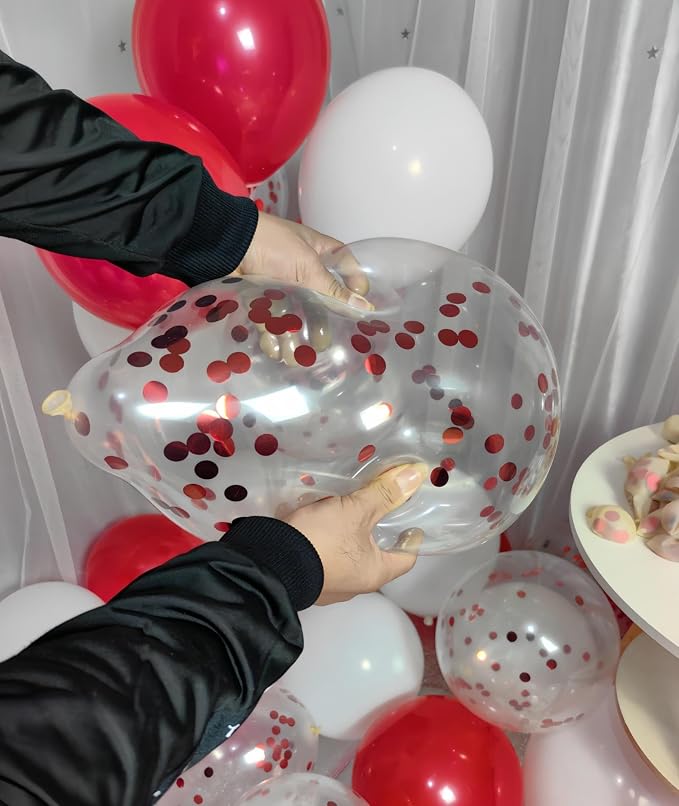 300 Pack Red and White Balloons 12 Inch Red Confetti Balloon - Image 3