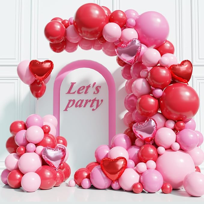 Red and Pink Valentine's Day Balloons Arch Kit Garland by NOTHOME