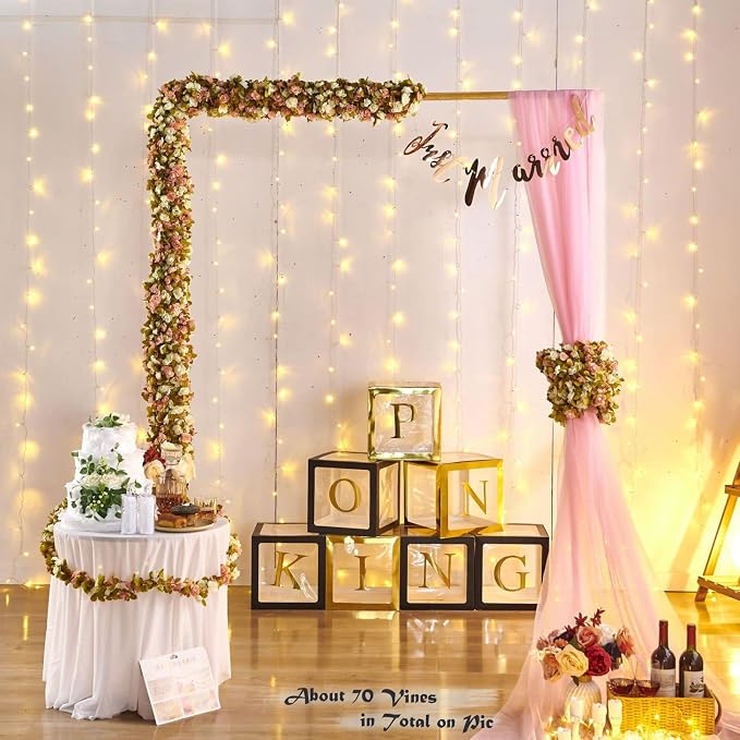 Artificial Flower Garland 8pcs 8.2ft Rose Vine Decor, Fall Pink Flower | - Image 11