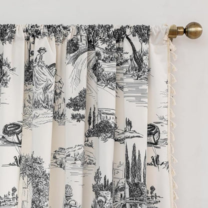 F-CHU Black Vintage Curtains 72 Inches Long - Image 3