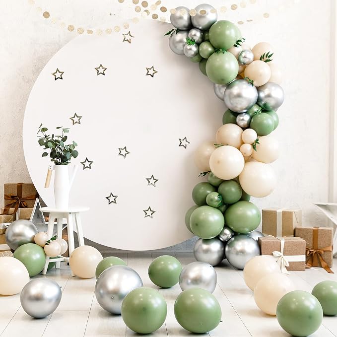 RUBFAC Sage Green Balloons 129pcs Different Sizes 18 12 10 5 Inch, Olive Green - Image 6