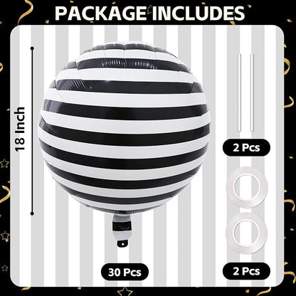 TONIFUL 30Pcs 18 Inch Round Balloons Large Black White Round Shape Foil - Image 2