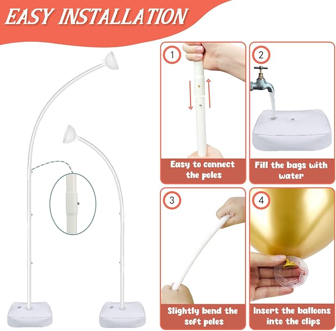 OurWarm 8.2FT & 6FT Balloon Arch Stand, Free Bending Top Balloon Arch Kit - Image 4