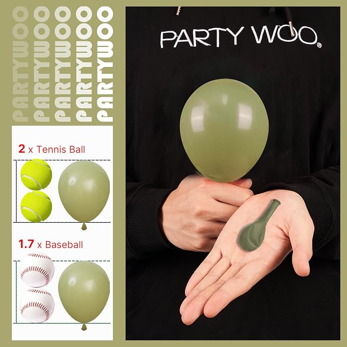 PartyWoo Sage Balloons 50pcs Small Mini Matte Boho Olive Balloons 5 Inch | - Image 3