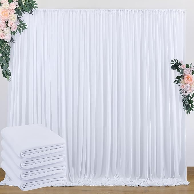 20 ft x 10 ft Wrinkle Free White Backdrop Curtain by Outpain