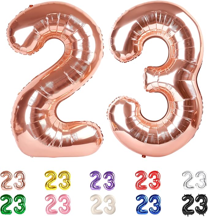 40 Inch Number 23 Balloon for 23th Year Old Birthday Decorations, Rose Gold | by Mluchee